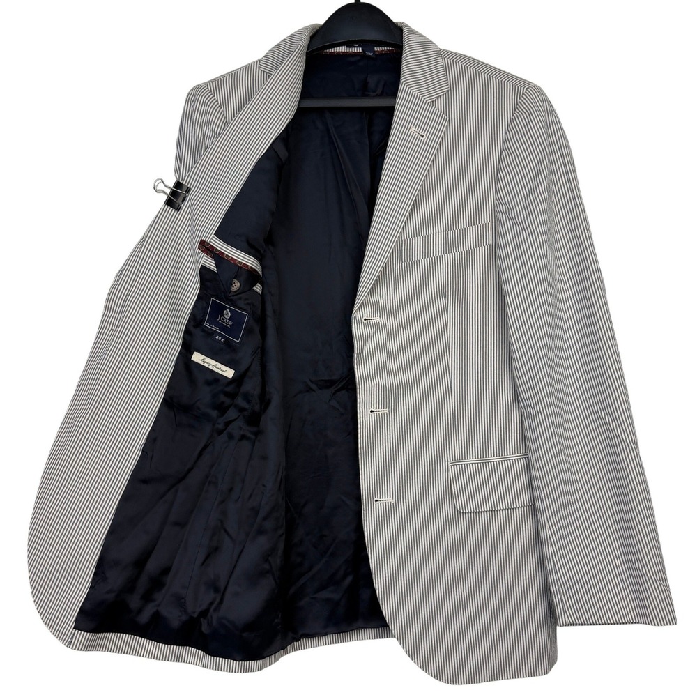 J.Crew Seersucker Legacy Sportcoat Mens 36R Cotton Blazer Blue White Striped